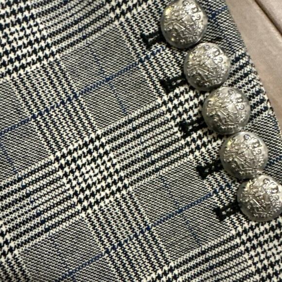 Veronica Beard Fabiola Jacket In Heather Grey / Blue Multi 10 Plaid Crop Blazer - Picture 7 of 16